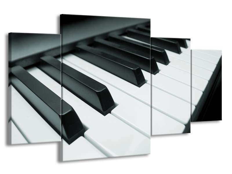 Glasschilderij Muziek, Piano | Grijs, Groen, Zwart | 160x90cm 4Luik