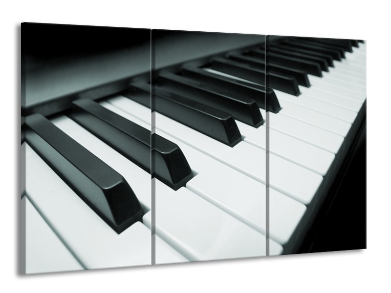 Glasschilderij Muziek, Piano | Grijs, Groen, Zwart | 165x100cm 3Luik