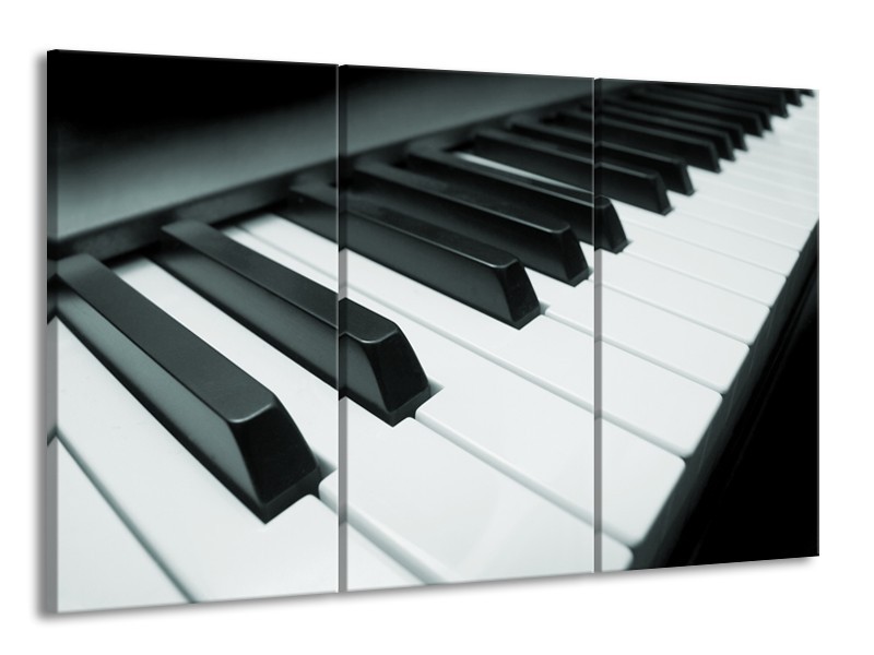 Canvas Schilderij Muziek, Piano | Grijs, Groen, Zwart | 165x100cm 3Luik