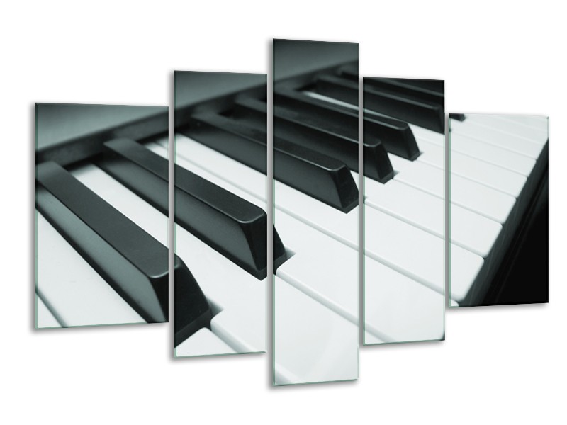 Glasschilderij Muziek, Piano | Grijs, Groen, Zwart | 170x100cm 5Luik