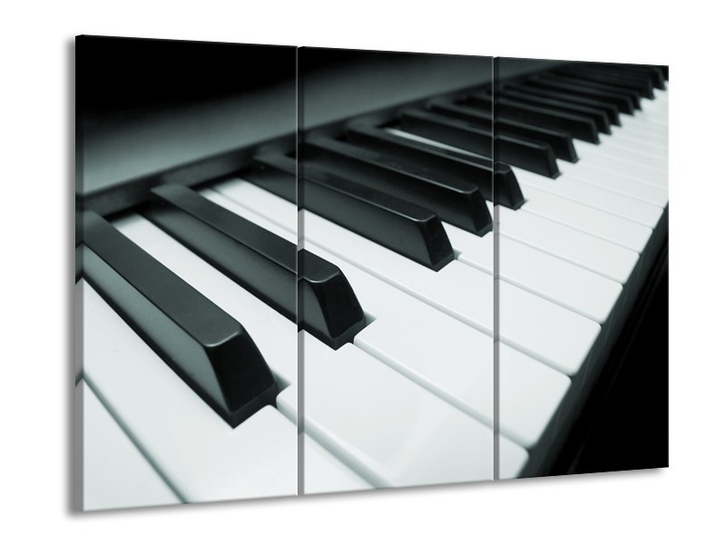 Glasschilderij Muziek, Piano | Grijs, Groen, Zwart | 60x90cm 3Luik