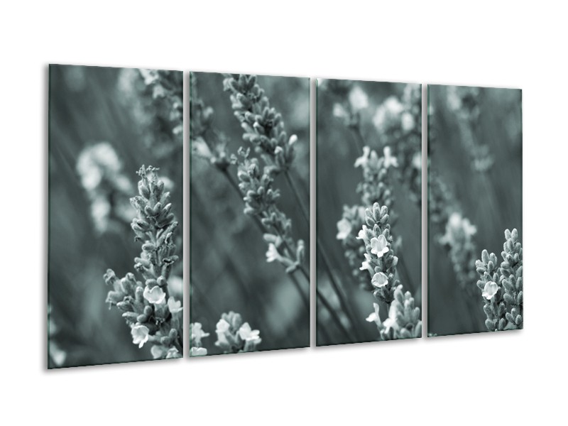 Canvas Schilderij Bloemen, Lente | Grijs, Groen | 160x80cm 4Luik