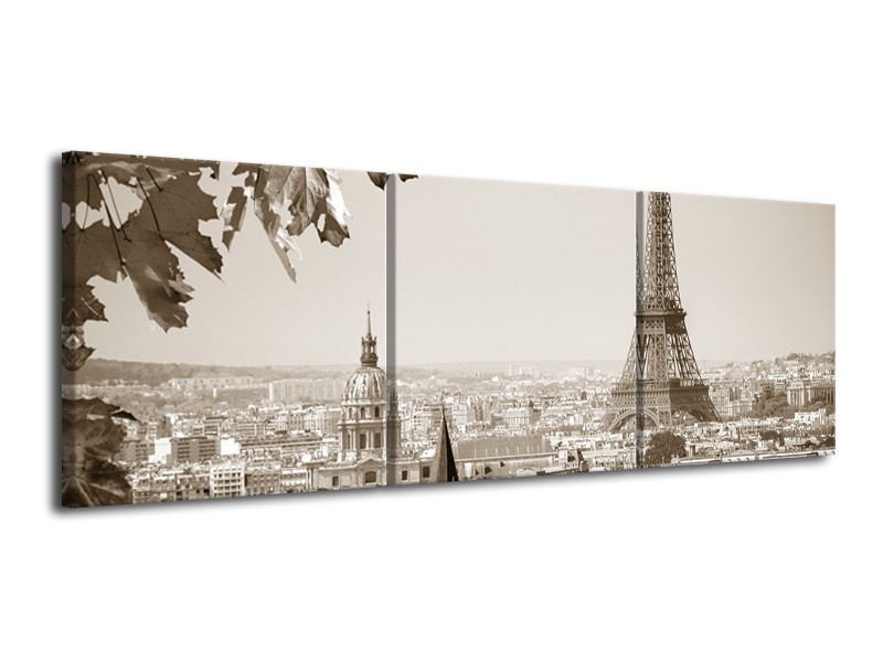 Glasschilderij Parijs, Steden | Sepia | 120x40cm 3Luik