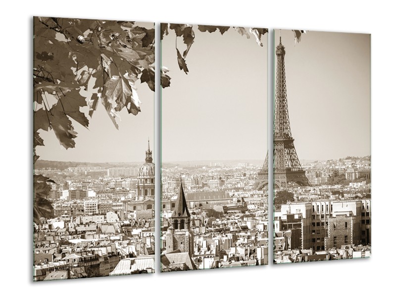 Glasschilderij Parijs, Steden | Sepia | 120x80cm 3Luik