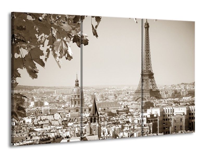 Glasschilderij Parijs, Steden | Sepia | 165x100cm 3Luik