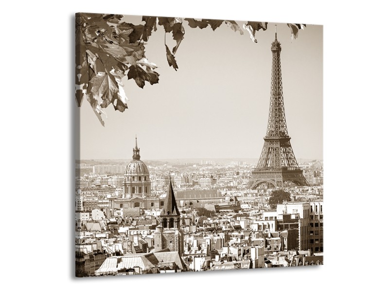 Glasschilderij Parijs, Steden | Sepia | 50x50cm 1Luik