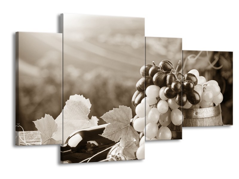 Glasschilderij Druiven, Keuken | Sepia | 120x75cm 4Luik