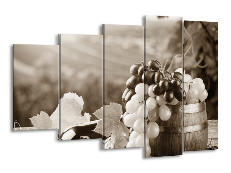 Glasschilderij Druiven, Keuken | Sepia | 150x100cm 5Luik