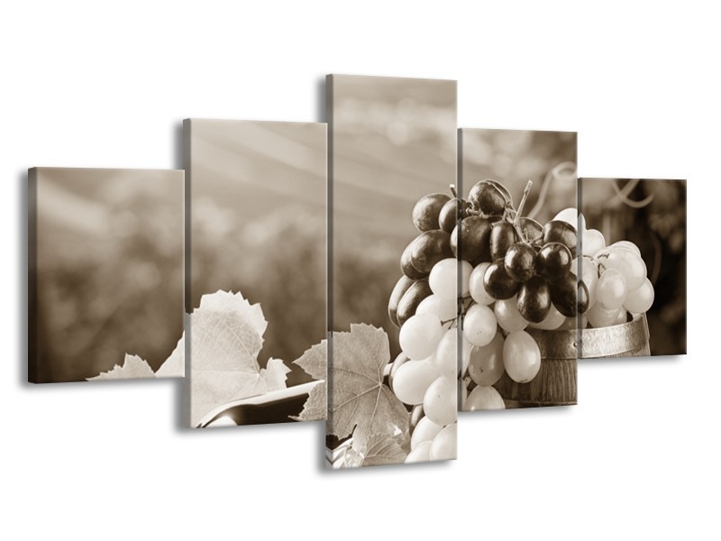 Glasschilderij Druiven, Keuken | Sepia | 150x80cm 5Luik