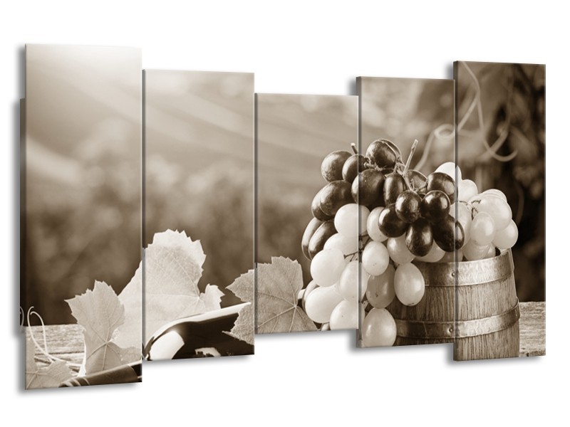 Glasschilderij Druiven, Keuken | Sepia | 150x80cm 5Luik