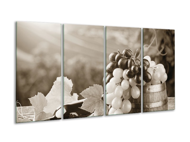 Glasschilderij Druiven, Keuken | Sepia | 160x80cm 4Luik
