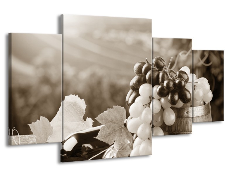 Glasschilderij Druiven, Keuken | Sepia | 160x90cm 4Luik