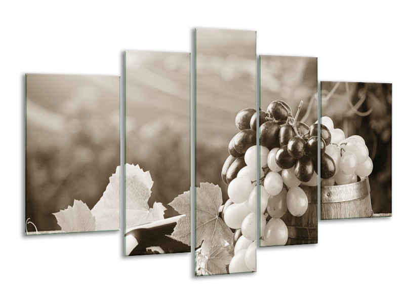 Glasschilderij Druiven, Keuken | Sepia | 170x100cm 5Luik