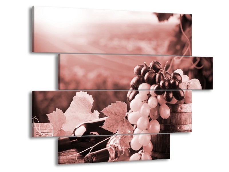 Glasschilderij Druiven, Keuken | Bruin, Rood | 115x85cm 4Luik