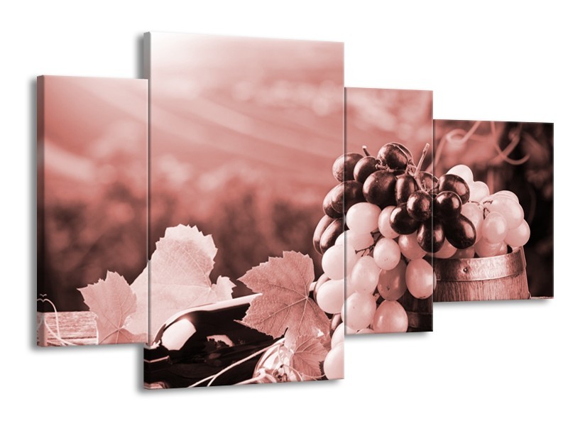 Glasschilderij Druiven, Keuken | Bruin, Rood | 120x75cm 4Luik