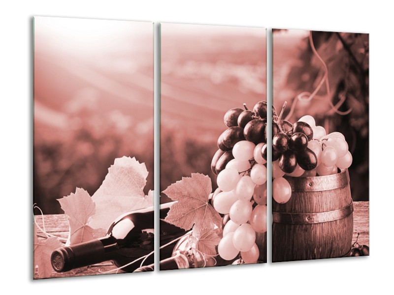 Glasschilderij Druiven, Keuken | Bruin, Rood | 120x80cm 3Luik