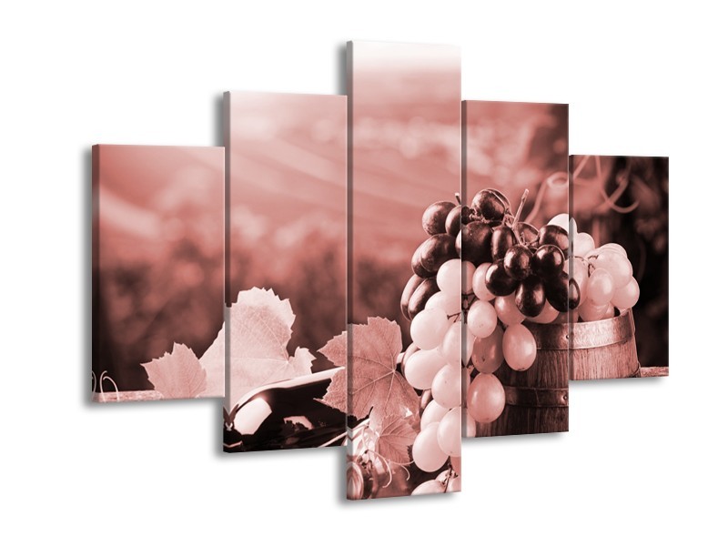 Glasschilderij Druiven, Keuken | Bruin, Rood | 150x105cm 5Luik