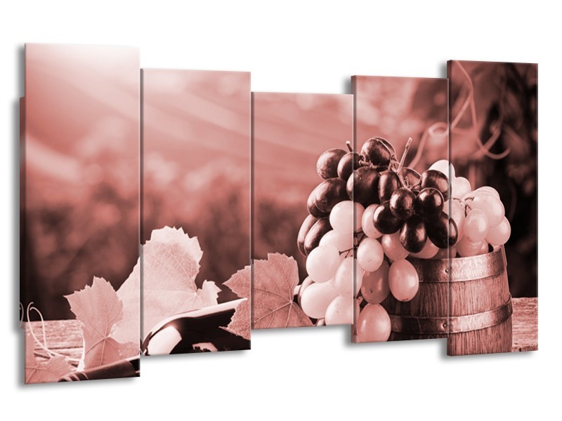 Glasschilderij Druiven, Keuken | Bruin, Rood | 150x80cm 5Luik