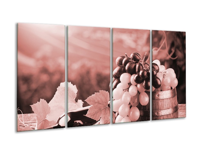 Canvas Schilderij Druiven, Keuken | Bruin, Rood | 160x80cm 4Luik