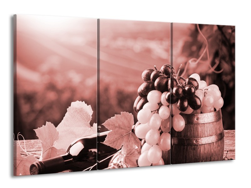 Glasschilderij Druiven, Keuken | Bruin, Rood | 165x100cm 3Luik