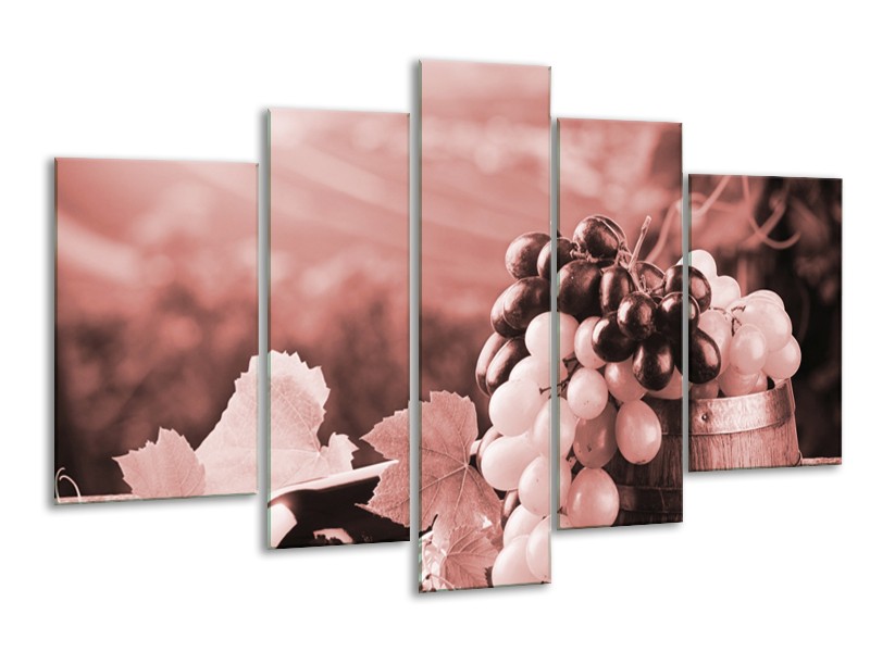 Glasschilderij Druiven, Keuken | Bruin, Rood | 170x100cm 5Luik