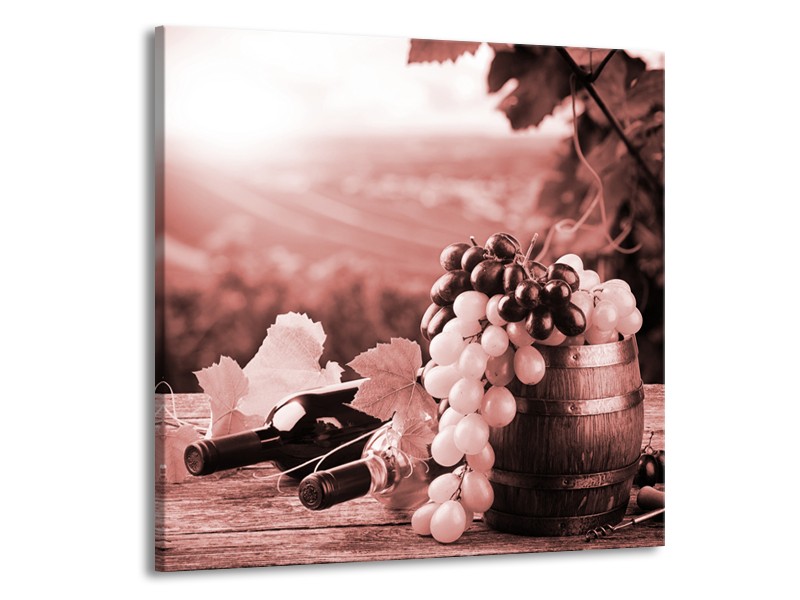Glasschilderij Druiven, Keuken | Bruin, Rood | 70x70cm 1Luik
