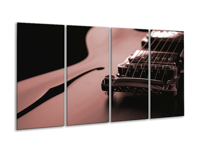 Canvas Schilderij Muziek | Bruin, Rood | 160x80cm 4Luik