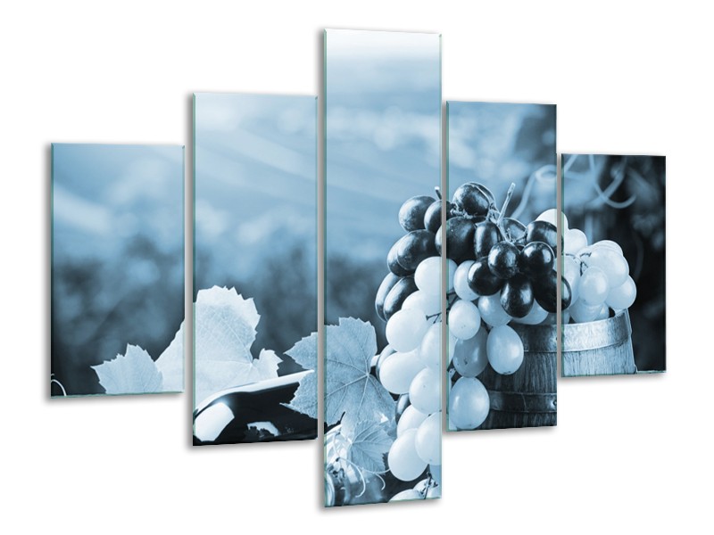 Glasschilderij Druiven, Keuken | Blauw, Grijs | 100x70cm 5Luik