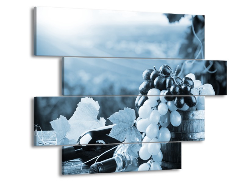 Glasschilderij Druiven, Keuken | Blauw, Grijs | 115x85cm 4Luik