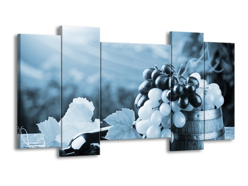 Glasschilderij Druiven, Keuken | Blauw, Grijs | 120x65cm 5Luik