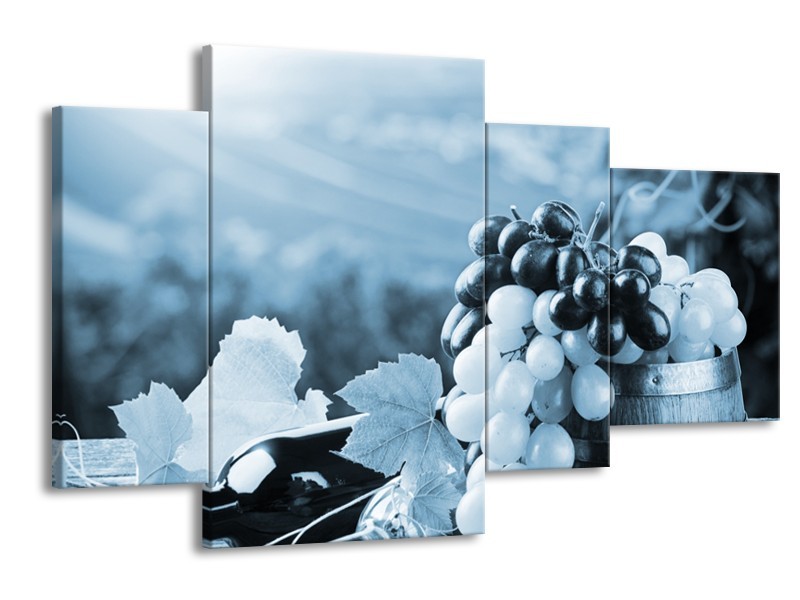 Glasschilderij Druiven, Keuken | Blauw, Grijs | 120x75cm 4Luik