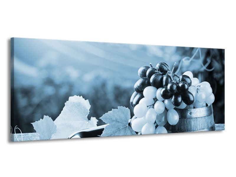 Glasschilderij Druiven, Keuken | Blauw, Grijs | 145x58cm 1Luik