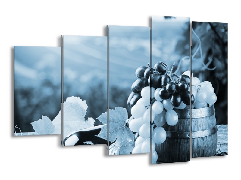 Canvas Schilderij Druiven, Keuken | Blauw, Grijs | 150x100cm 5Luik