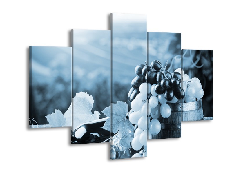 Glasschilderij Druiven, Keuken | Blauw, Grijs | 150x105cm 5Luik