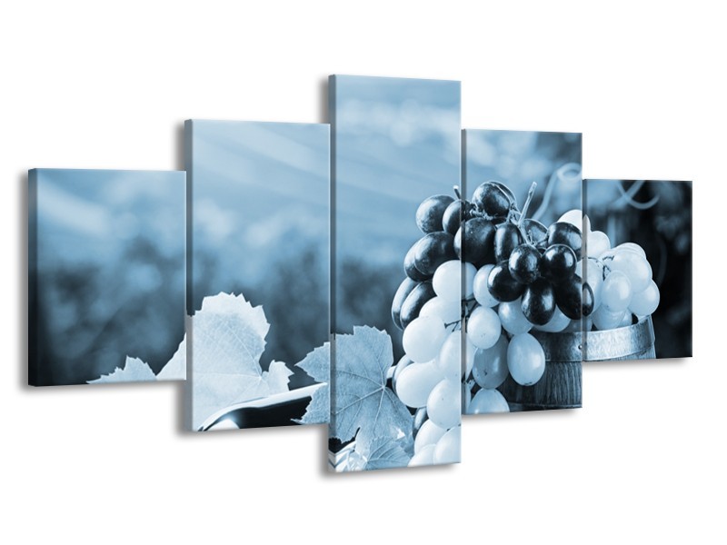 Glasschilderij Druiven, Keuken | Blauw, Grijs | 150x80cm 5Luik