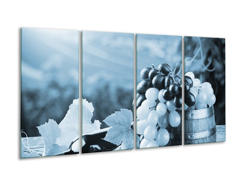 Canvas Schilderij Druiven, Keuken | Blauw, Grijs | 160x80cm 4Luik