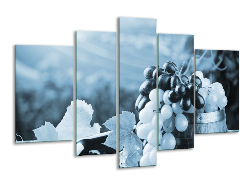 Glasschilderij Druiven, Keuken | Blauw, Grijs | 170x100cm 5Luik
