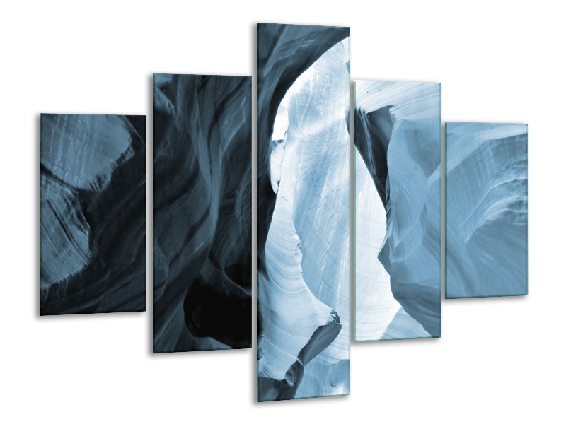 Canvas Schilderij Zand | Blauw, Grijs | 100x70cm 5Luik