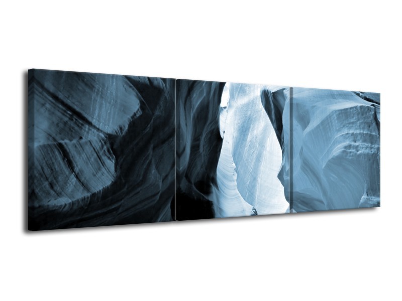 Canvas Schilderij Zand | Blauw, Grijs | 120x40cm 3Luik