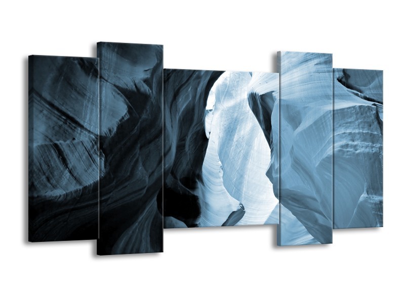 Canvas Schilderij Zand | Blauw, Grijs | 120x65cm 5Luik