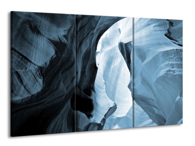 Canvas Schilderij Zand | Blauw, Grijs | 165x100cm 3Luik