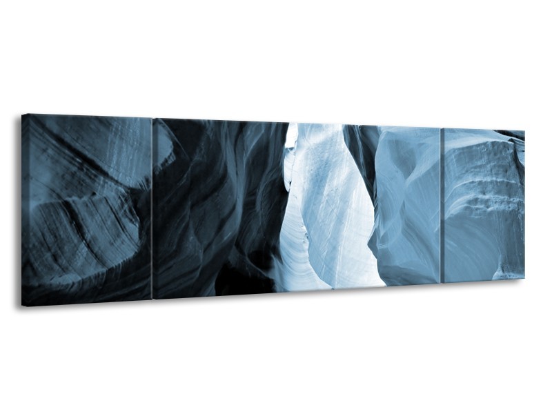 Canvas Schilderij Zand | Blauw, Grijs | 170x50cm 3Luik