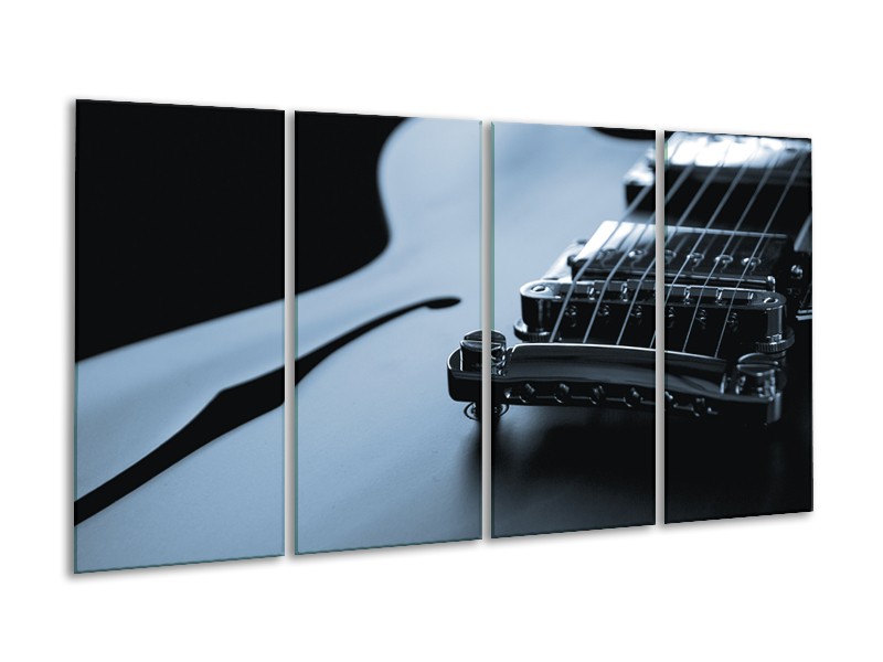 Canvas Schilderij Muziek | Blauw, Grijs | 160x80cm 4Luik