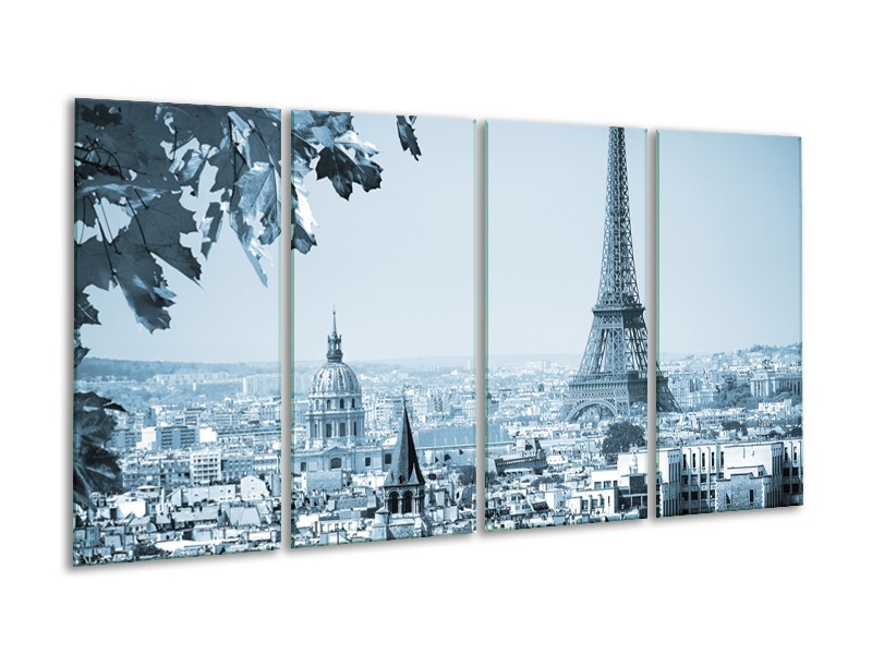 Glasschilderij Parijs, Steden | Blauw, Grijs | 160x80cm 4Luik