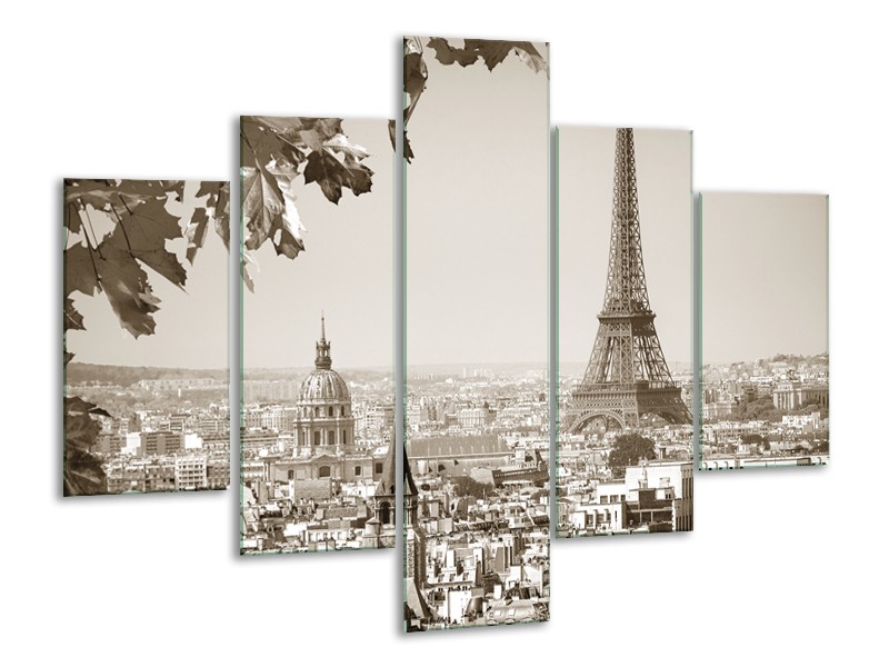 Glasschilderij Parijs, Steden | Sepia | 100x70cm 5Luik