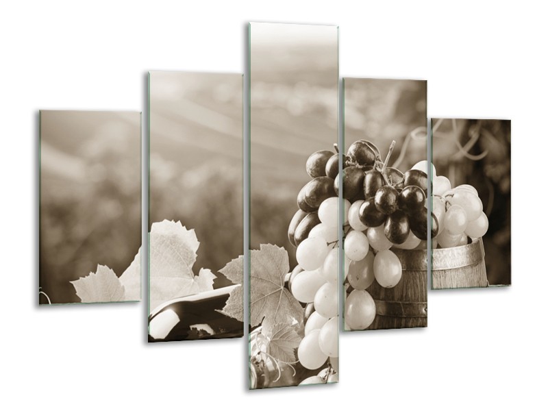 Glasschilderij Druiven, Keuken | Sepia | 100x70cm 5Luik