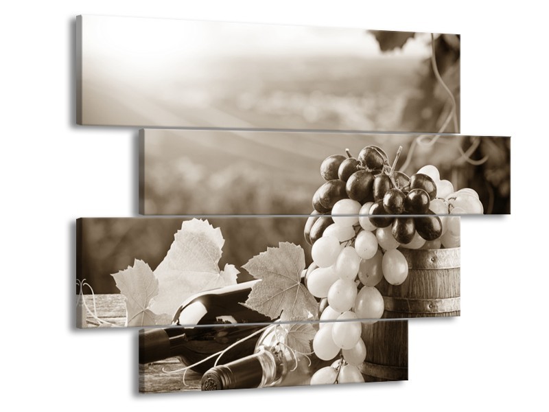 Glasschilderij Druiven, Keuken | Sepia | 115x85cm 4Luik