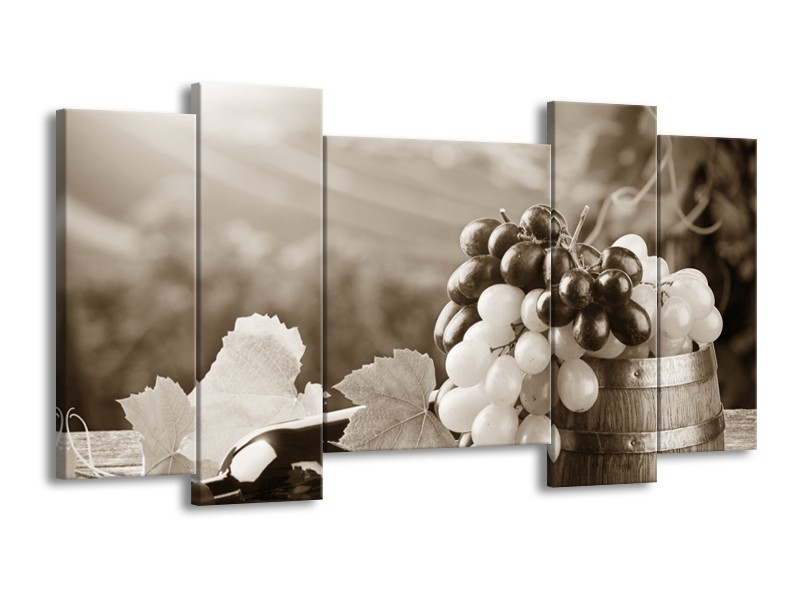 Glasschilderij Druiven, Keuken | Sepia | 120x65cm 5Luik