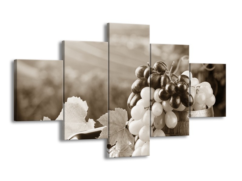 Glasschilderij Druiven, Keuken | Sepia | 125x70cm 5Luik