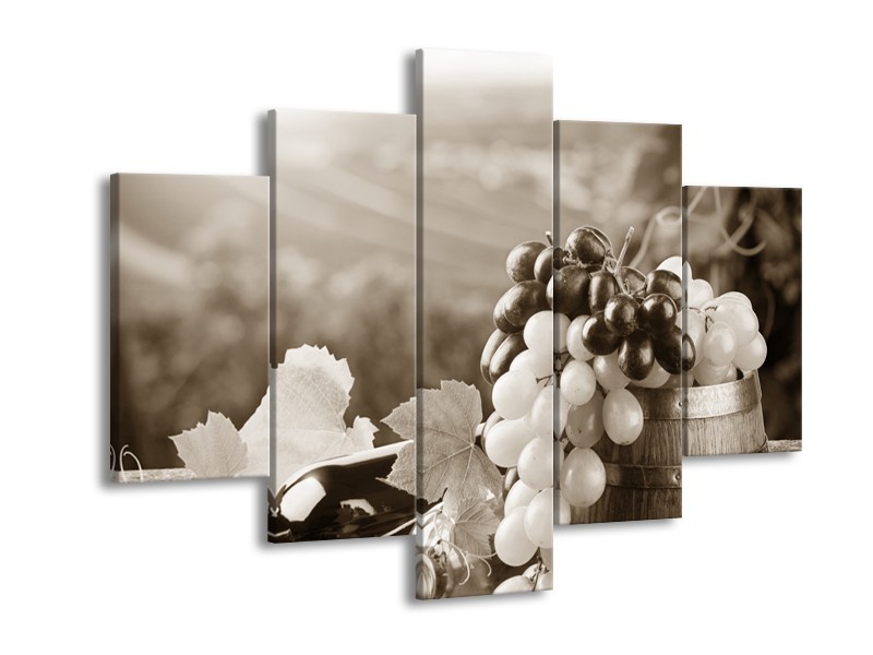 Glasschilderij Druiven, Keuken | Sepia | 150x105cm 5Luik